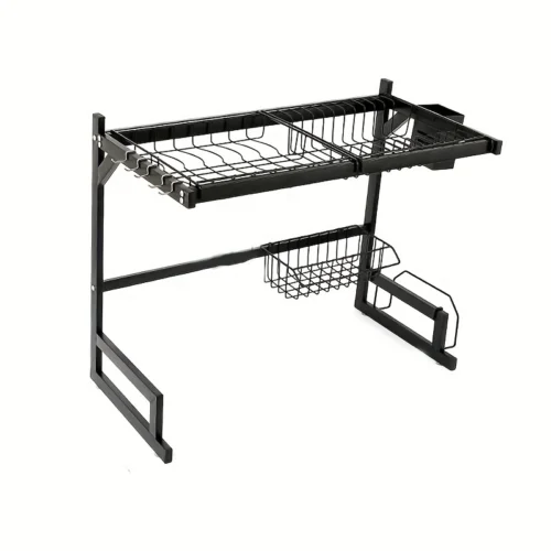1711012393953-f7dbdb545ae947be81c3963e1b19eaca-goods Black Stainless Steel Sink Rack