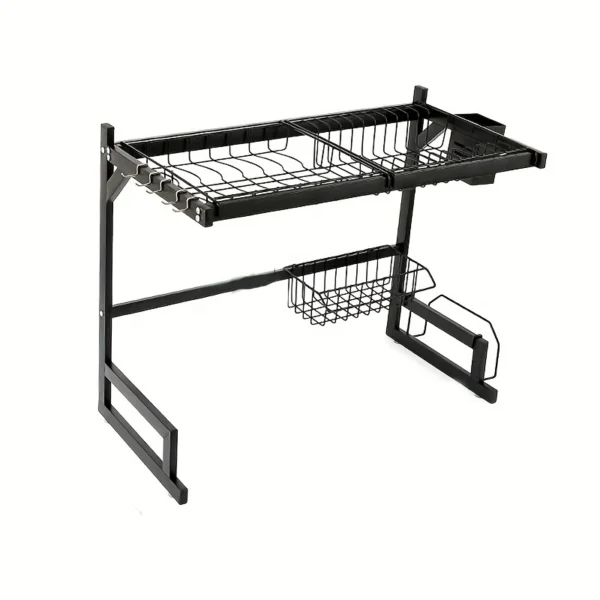 1711012393953-f7dbdb545ae947be81c3963e1b19eaca-goods Black Stainless Steel Sink Rack