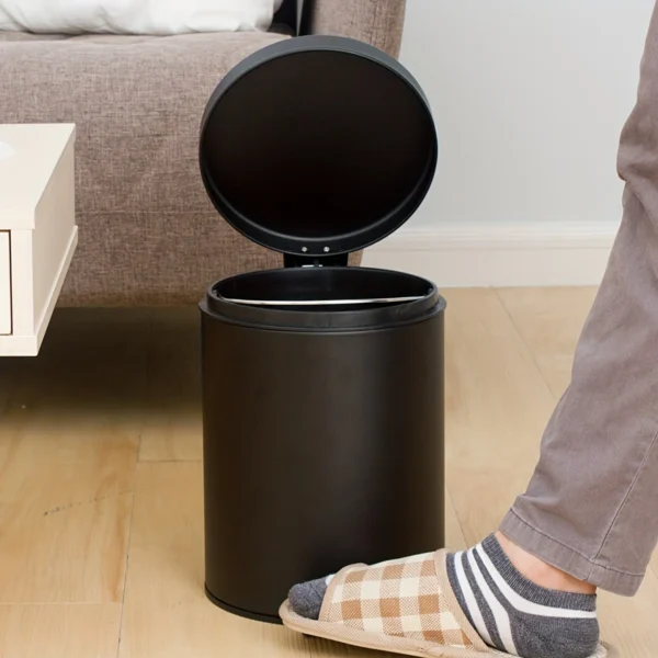 22444fefb843d60b705be6a3671e4146 3L Matte Black Metal Trash Can