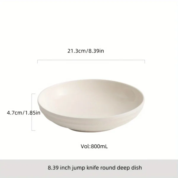 Ceramic Deep Plate with Jumping Knife Pattern