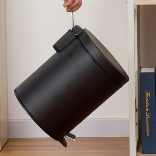 990ba41b7d66f8c923f40b702dbd7b1e 3L Matte Black Metal Trash Can