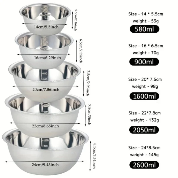 a52af9c4fa7b1b8f63e5f254c2481126 5pcs Stainless Steel Mixing Bowls Set