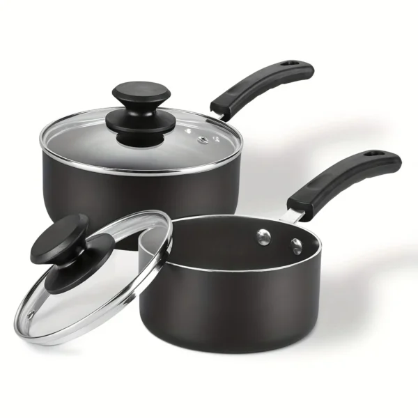 Nonstick Sauce Pan Set with Lid, 1 QT And 2.0 QT Sauce Pots