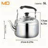 f795674f-9bd6-49eb-bed0-79cfdbb1d3f6 Moredor 5L Stainless Steel Whistling Tea Kettle